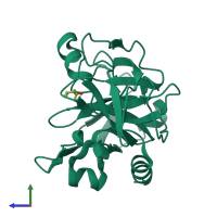 PDB entry 1p3e coloured by chain, side view.