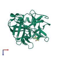 PDB entry 1p3e coloured by chain, top view.