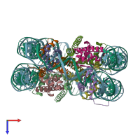 PDB entry 1p3g coloured by chain, top view.