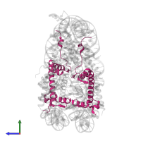 Histone H2A type 1 in PDB entry 1p3l, assembly 1, side view.