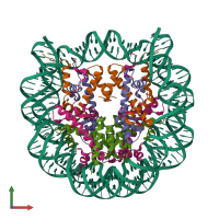 Hetero decameric assembly 1 of PDB entry 1p3o coloured by chemically distinct molecules, front view.