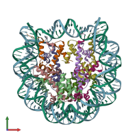 PDB entry 1p3o coloured by chain, front view.
