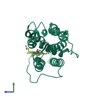 PDB entry 1p3u coloured by chain, side view.