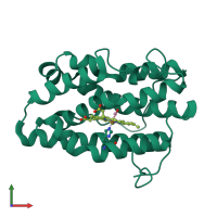 PDB entry 1p3v coloured by chain, front view.