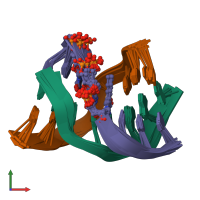 PDB entry 1p3x coloured by chain, ensemble of 10 models, front view.