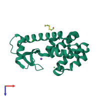 PDB entry 1p46 coloured by chain, top view.