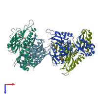 PDB entry 1p4a coloured by chain, top view.