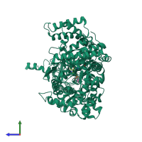 PDB entry 1p4j coloured by chain, side view.