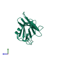 PDB entry 1p4p coloured by chain, side view.