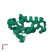PDB entry 1p4w coloured by chain, ensemble of 20 models, top view.