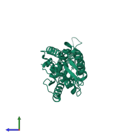 PDB entry 1p4x coloured by chain, side view.