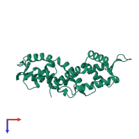 PDB entry 1p4x coloured by chain, top view.