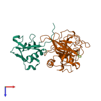 PDB entry 1p57 coloured by chain, top view.