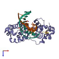 PDB entry 1p59 coloured by chain, top view.