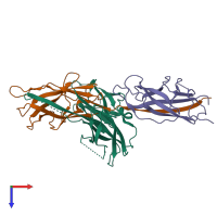 PDB entry 1p5u coloured by chain, top view.