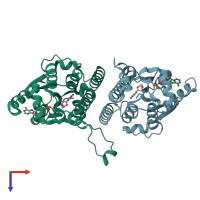 PDB entry 1p60 coloured by chain, top view.