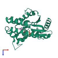 PDB entry 1p61 coloured by chain, top view.