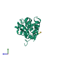 PDB entry 1p64 coloured by chain, side view.