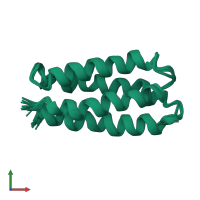PDB entry 1p68 coloured by chain, ensemble of 15 models, front view.