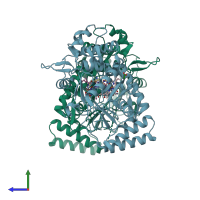 PDB entry 1p6i coloured by chain, side view.