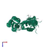PDB entry 1p6t coloured by chain, ensemble of 30 models, top view.