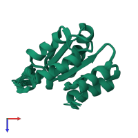 PDB entry 1p6u coloured by chain, ensemble of 16 models, top view.