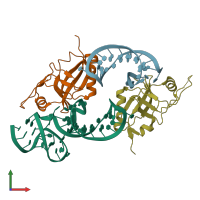 PDB entry 1p6v coloured by chain, front view.