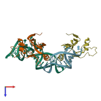 PDB entry 1p6v coloured by chain, top view.