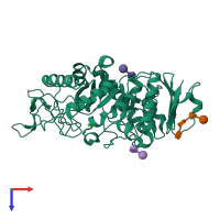 PDB entry 1p6w coloured by chain, top view.