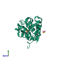 PDB entry 1p6y coloured by chain, side view.