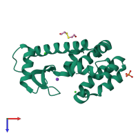 PDB entry 1p6y coloured by chain, top view.