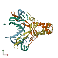PDB entry 1p71 coloured by chain, front view.