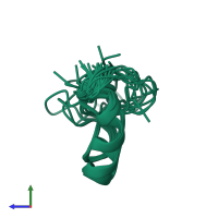 PDB entry 1p7a coloured by chain, ensemble of 20 models, side view.