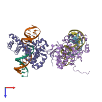 PDB entry 1p7d coloured by chain, top view.