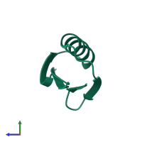 PDB entry 1p7f coloured by chain, side view.