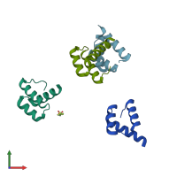PDB entry 1p7j coloured by chain, front view.