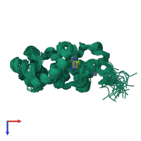 PDB entry 1p7m coloured by chain, ensemble of 25 models, top view.