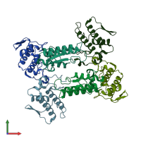 PDB entry 1p7o coloured by chain, front view.