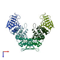 PDB entry 1p7o coloured by chain, top view.