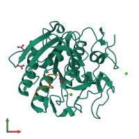 PDB entry 1p7v coloured by chain, front view.