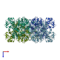 PDB entry 1p7y coloured by chain, top view.