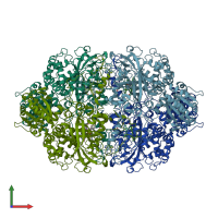 PDB entry 1p7z coloured by chain, front view.