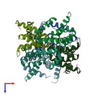 PDB entry 1p8c coloured by chain, top view.