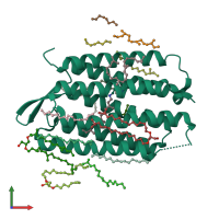 PDB entry 1p8i coloured by chain, front view.