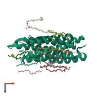 PDB entry 1p8i coloured by chain, top view.