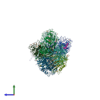 PDB entry 1p8j coloured by chain, side view.