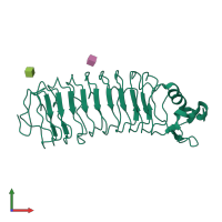 PDB entry 1p8t coloured by chain, front view.