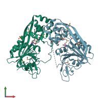 PDB entry 1p91 coloured by chain, front view.