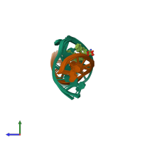 PDB entry 1p96 coloured by chain, ensemble of 10 models, side view.