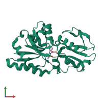 PDB entry 1p99 coloured by chain, front view.